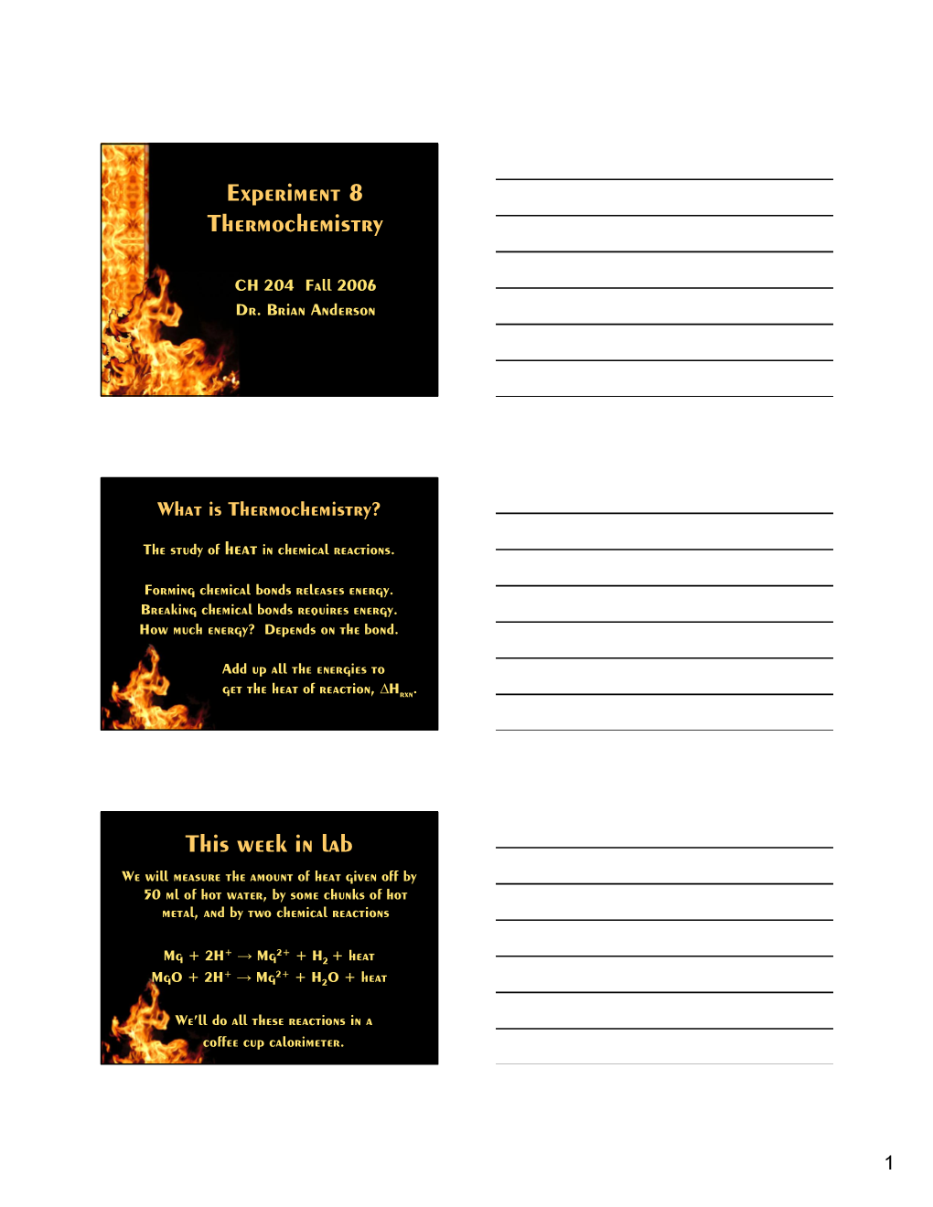 Experiment 8 Thermochemistry This Week In