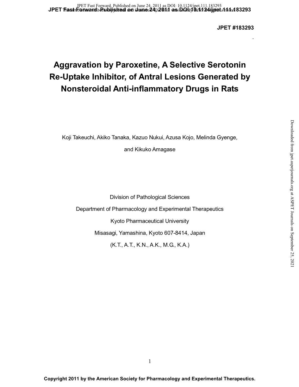 Aggravation by Paroxetine, a Selective Serotonin Re-Uptake Inhibitor, of Antral Lesions Generated by Nonsteroidal Anti-Inflammatory Drugs in Rats