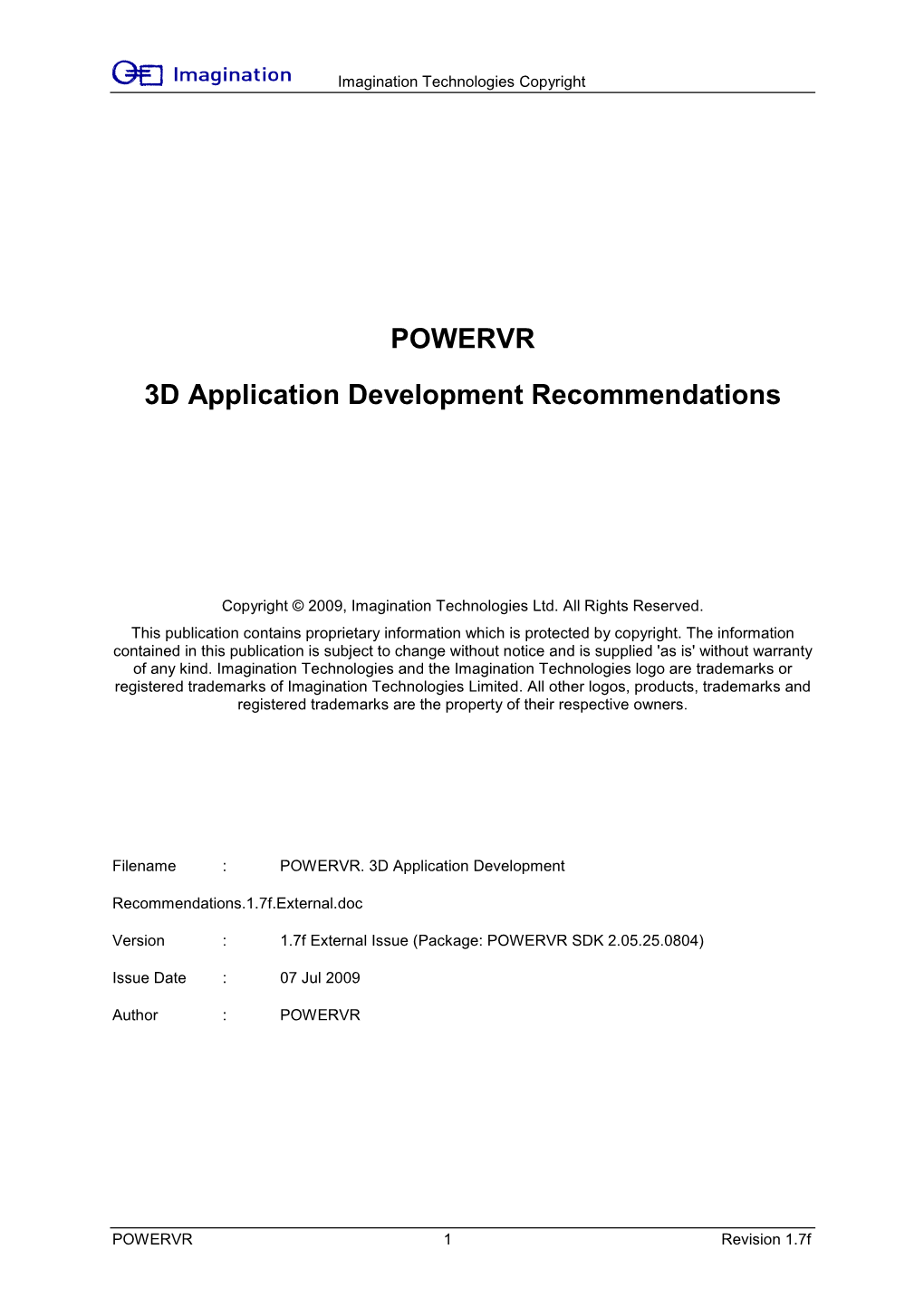 POWERVR 3D Application Development Recommendations