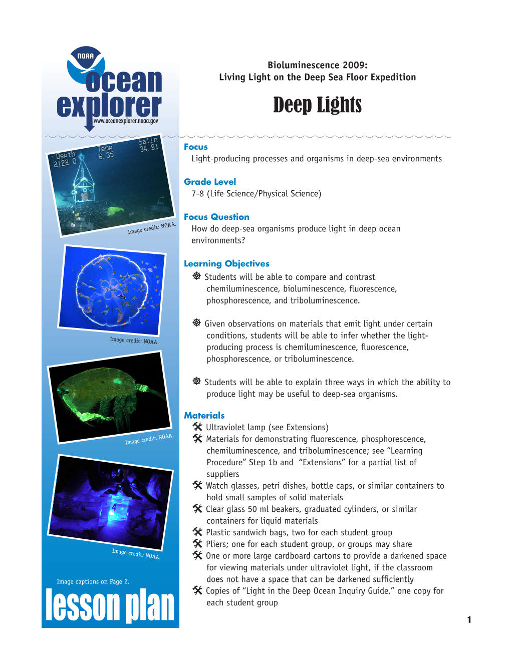 Deep Lights Lesson Plan