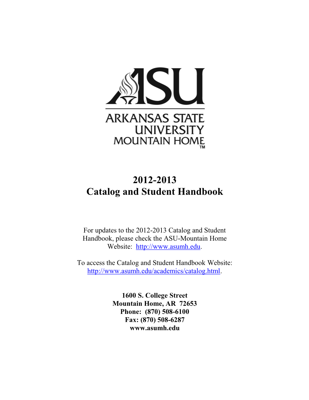 2012-2013 Catalog and Student Handbook