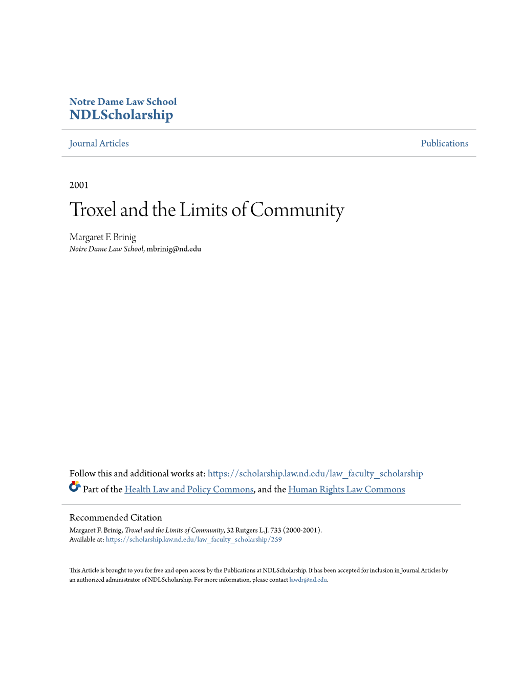 Troxel and the Limits of Community Margaret F