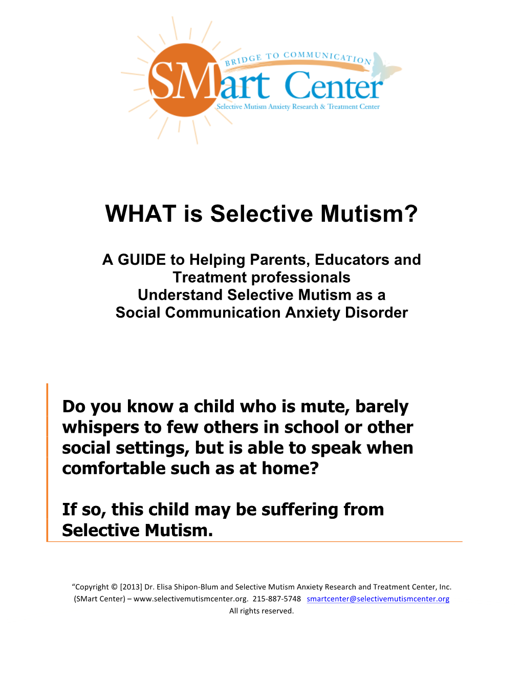WHAT Is Selective Mutism?
