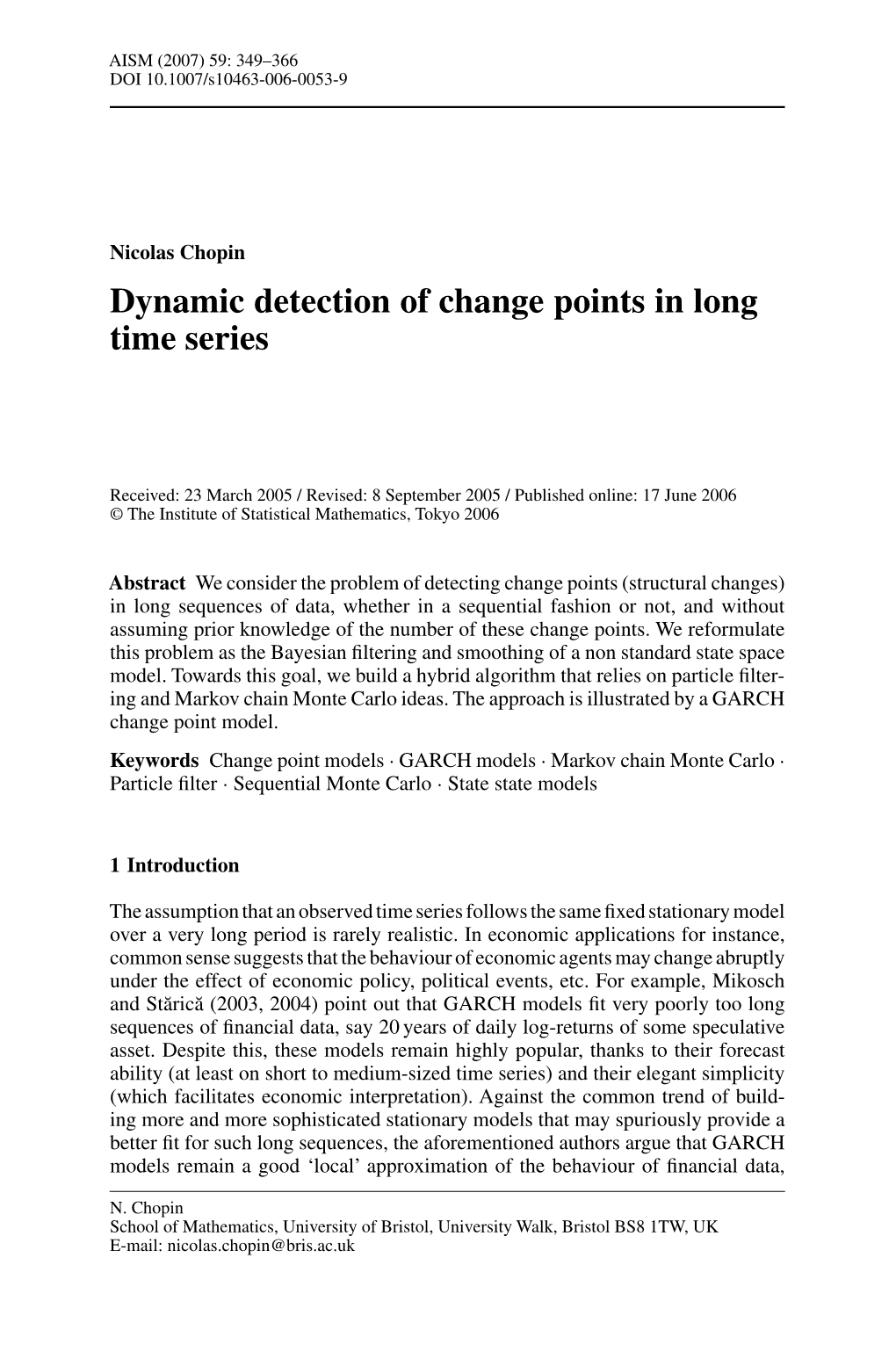 Dynamic Detection of Change Points in Long Time Series