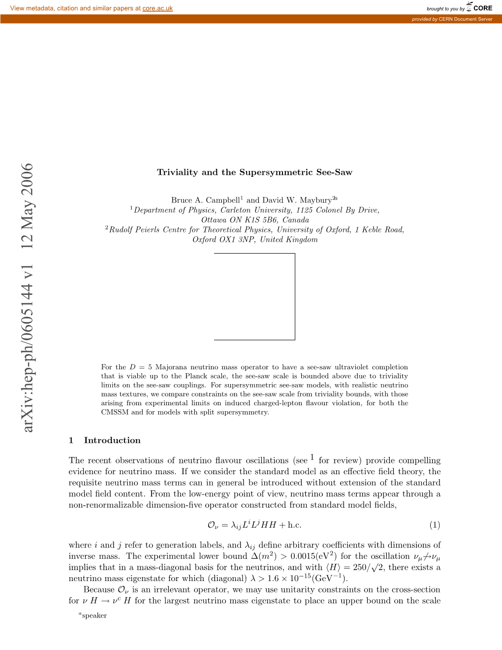 Arxiv:Hep-Ph/0605144 V1 12 May 2006