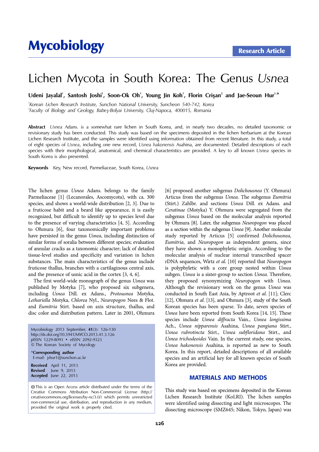 Mycobiology Research Article