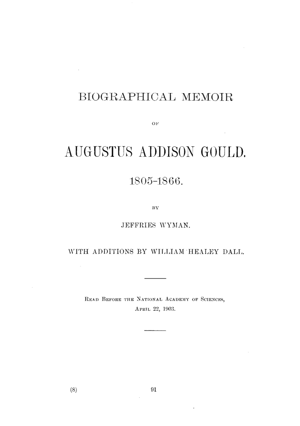 Biography of Augustus Addison Gould