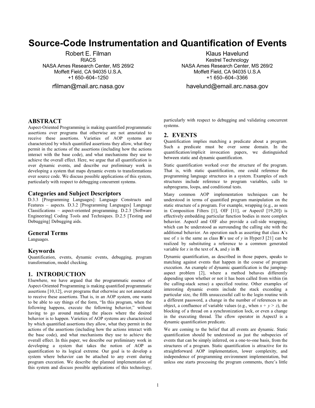 Source-Code Instrumentation and Quantification of Events Robert E