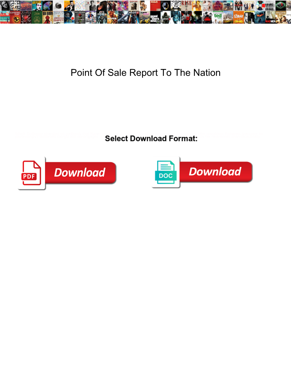 Point of Sale Report to the Nation