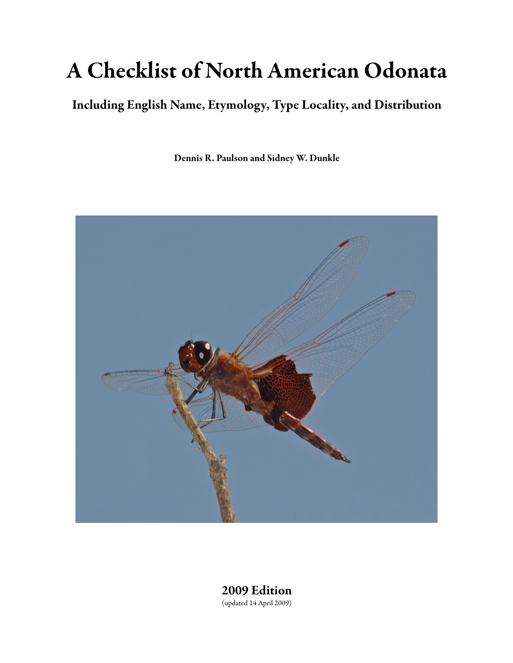 A Checklist of North American Odonata