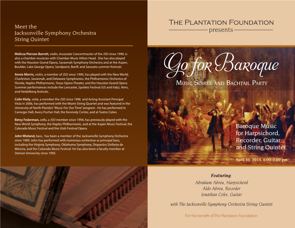 Go Forbaroque Program This Evening's Guest Artists