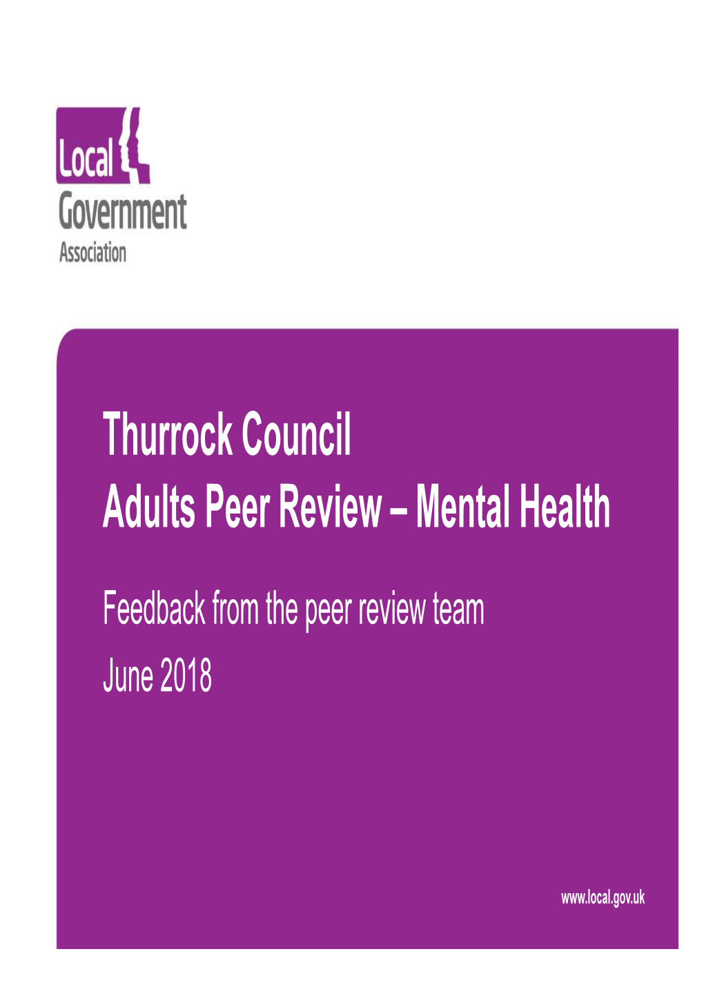 Thurrock Council Adults Peer Review – Mental Health