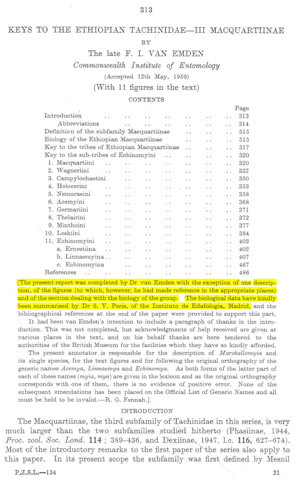 KEYS Tú the ETHIOPIAJ.'F TACHINIDAE-III MACQUARTIINAE by the Late F