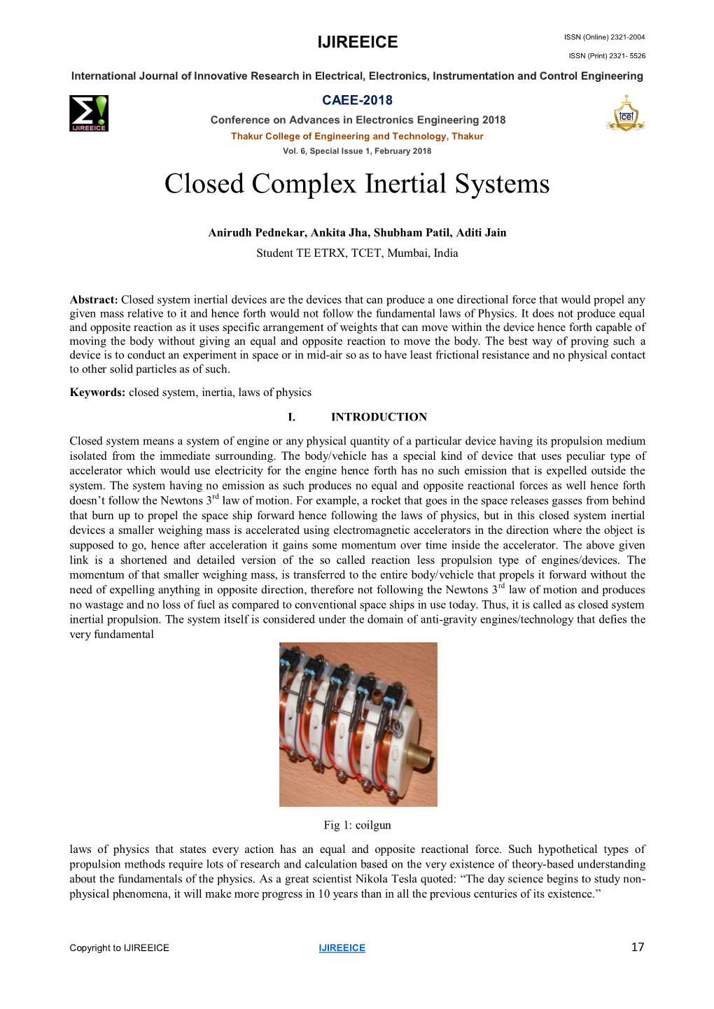 Closed Complex Inertial Systems