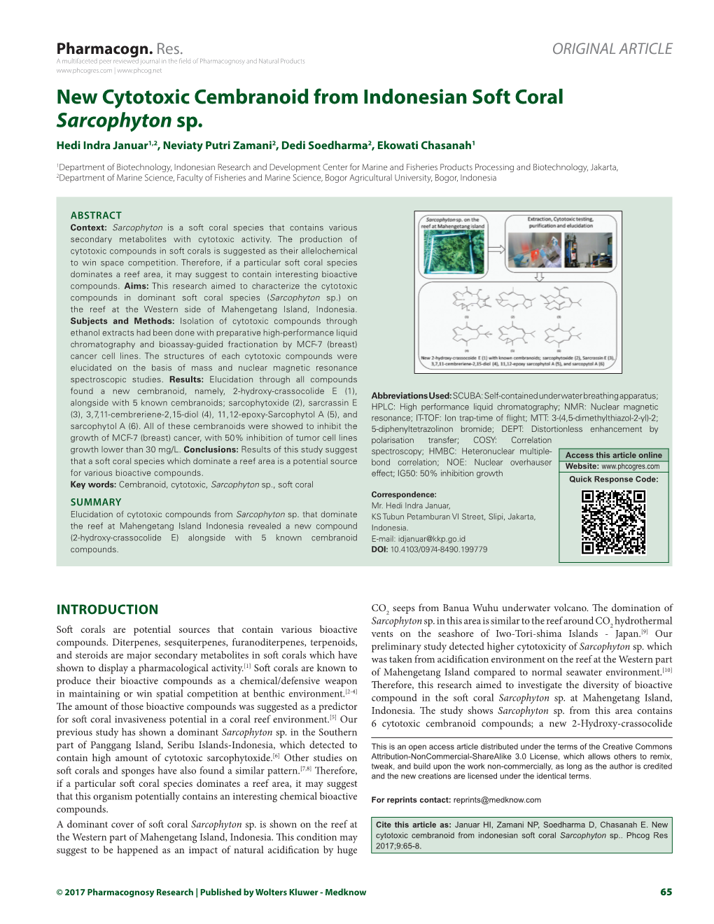 New Cytotoxic Cembranoid from Indonesian Soft Coral Sarcophyton Sp