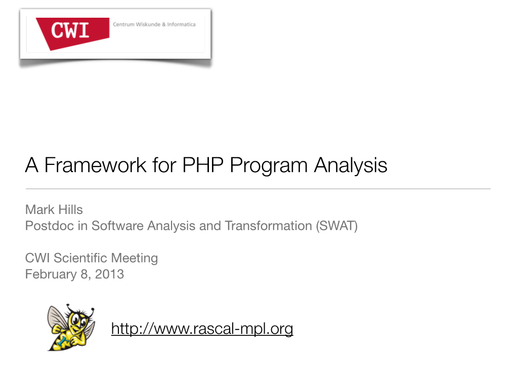 A Framework for PHP Program Analysis