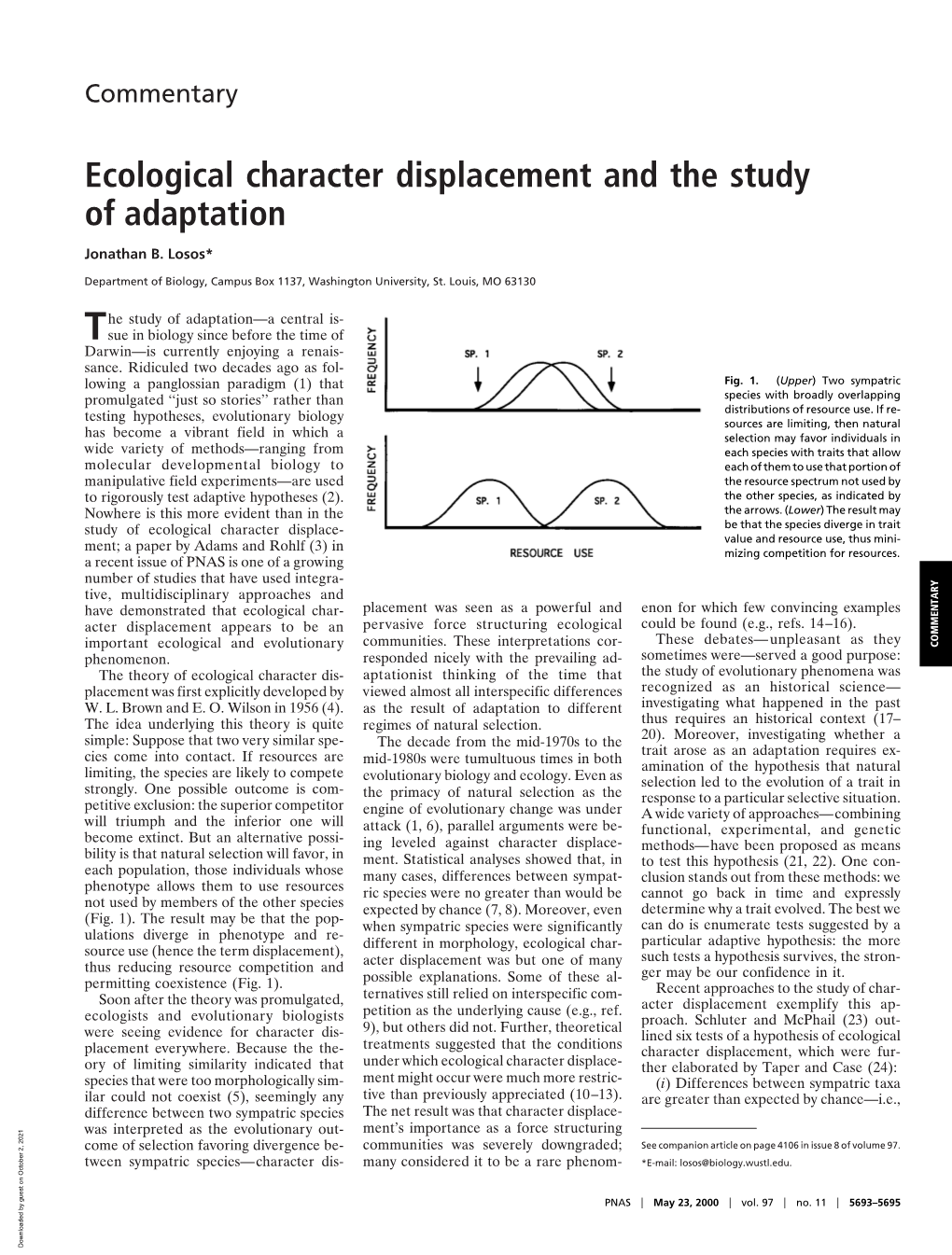 Ecological Character Displacement and the Study of Adaptation