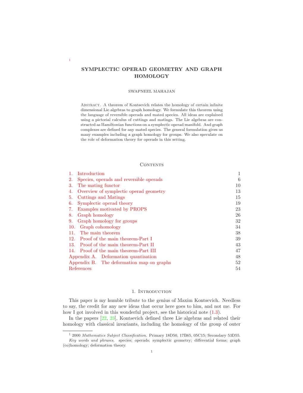 Symplectic Operad Geometry and Graph Homology