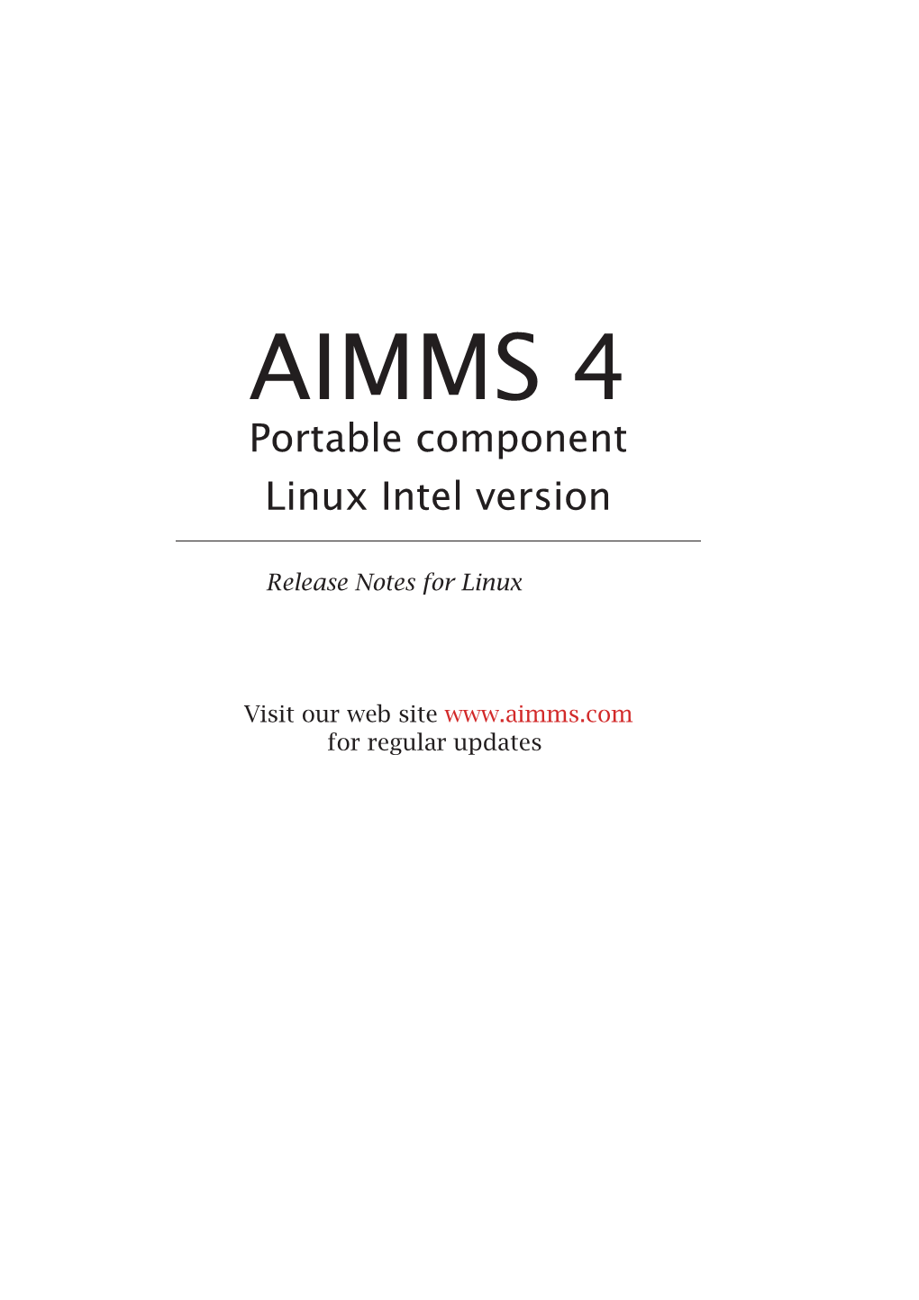 AIMMS 4 Linux Release Notes