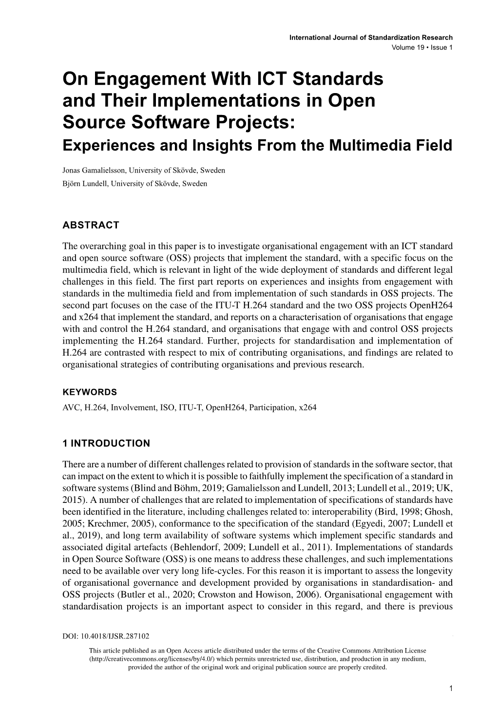 On Engagement with ICT Standards and Their Implementations in Open Source Software Projects: Experiences and Insights from the Multimedia Field