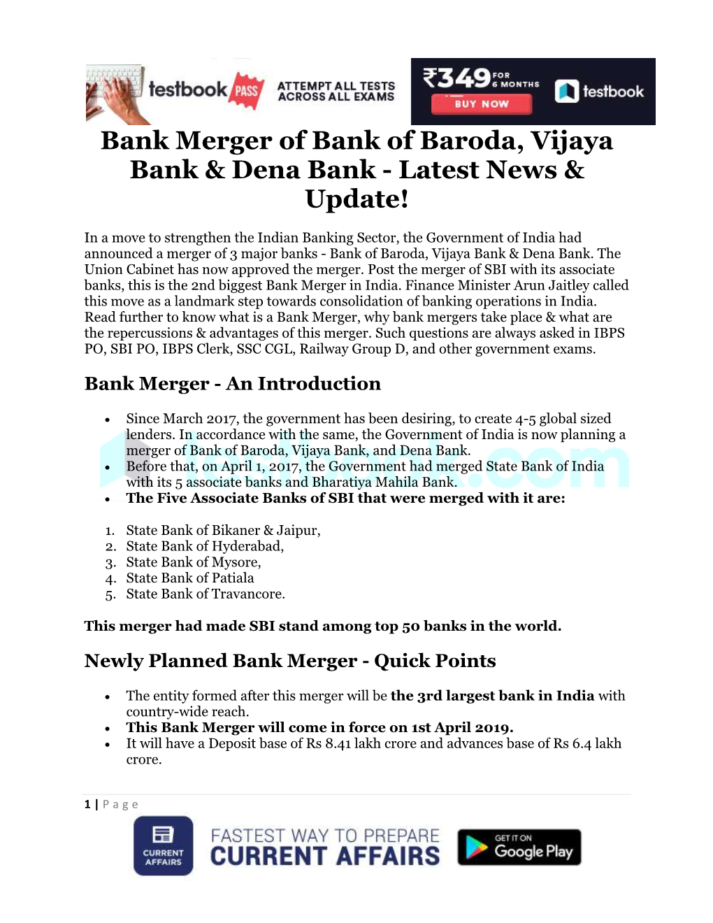 Bank Merger of Bank of Baroda, Vijaya Bank & Dena Bank