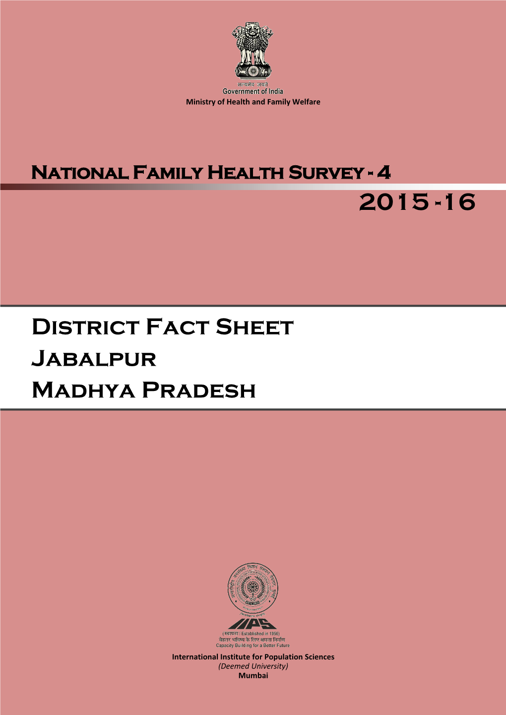 District Fact Sheet Jabalpur Madhya Pradesh