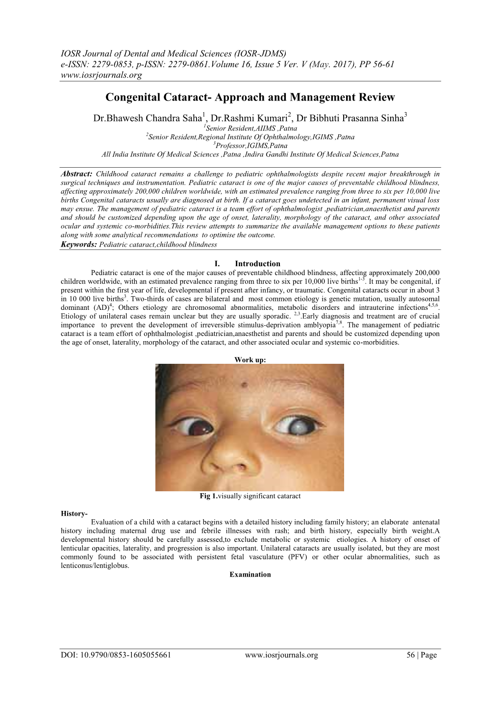 Congenital Cataract- Approach and Management Review