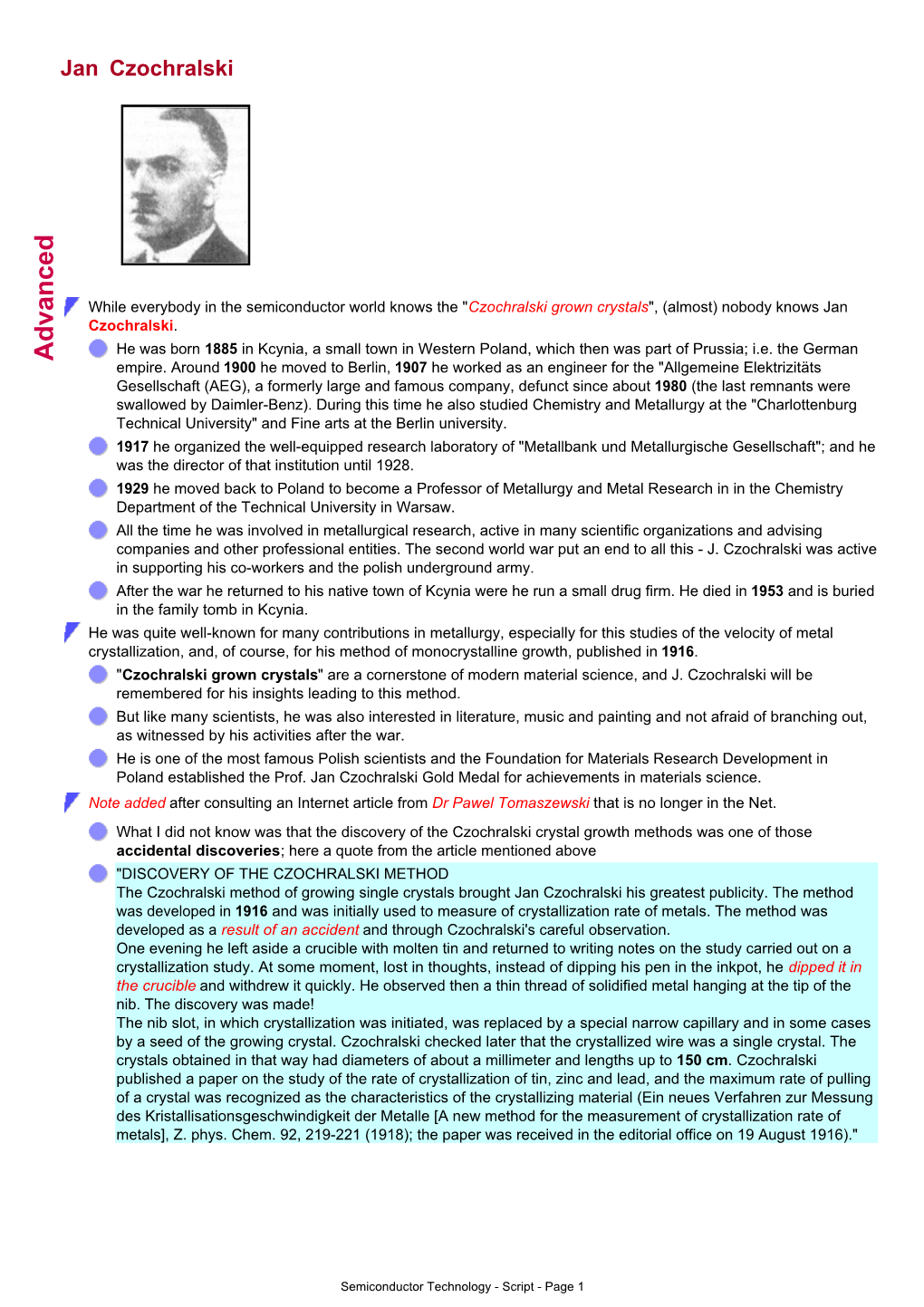 Semiconductor Technology - Script - Page 1