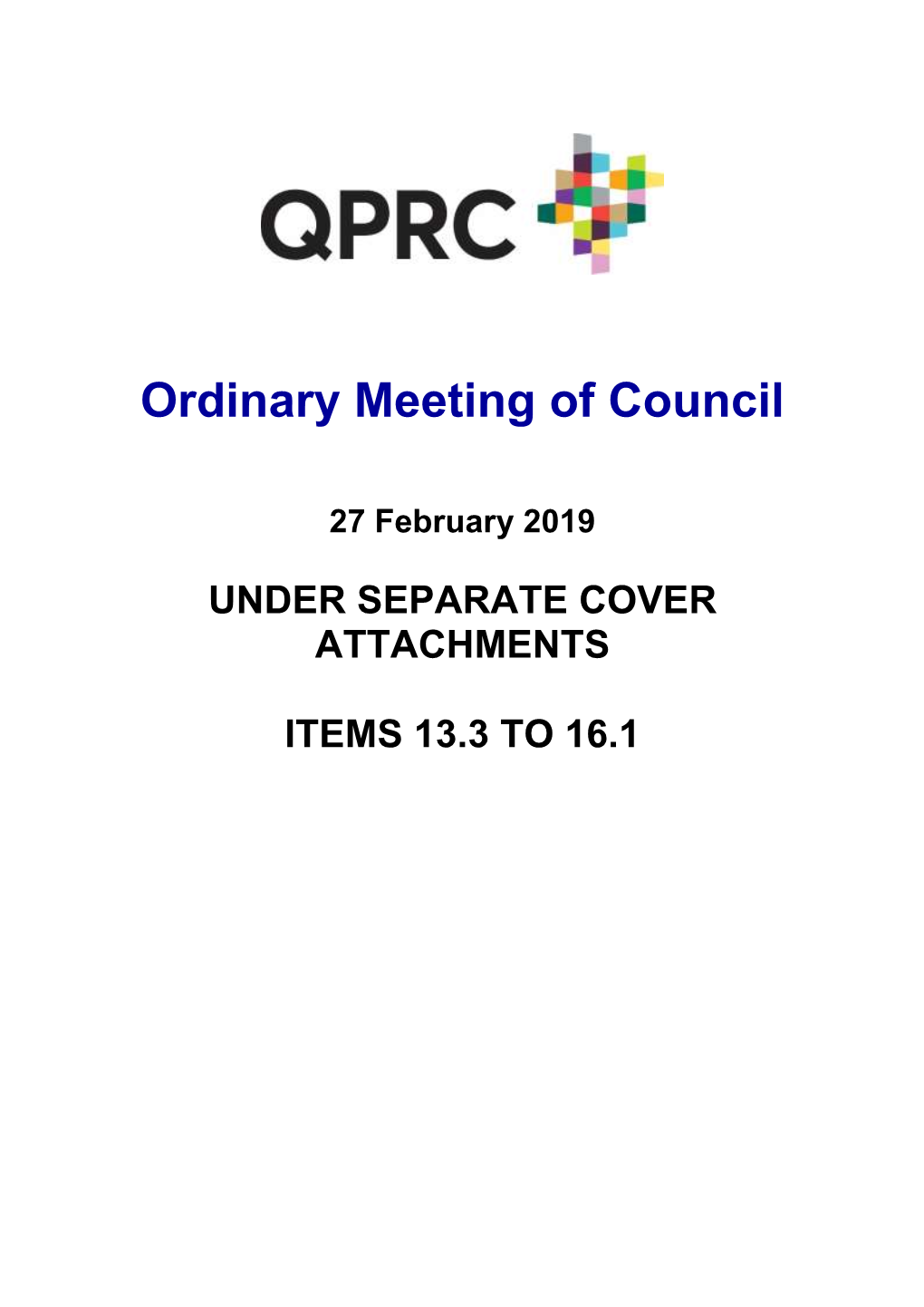 Attachments of Ordinary Meeting of Council