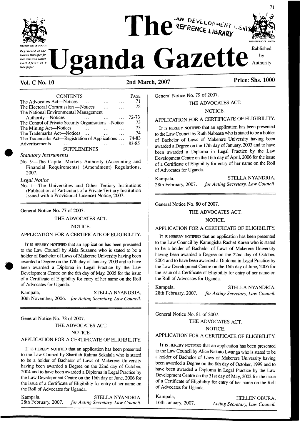 Ë~Uganda Gazette Authority