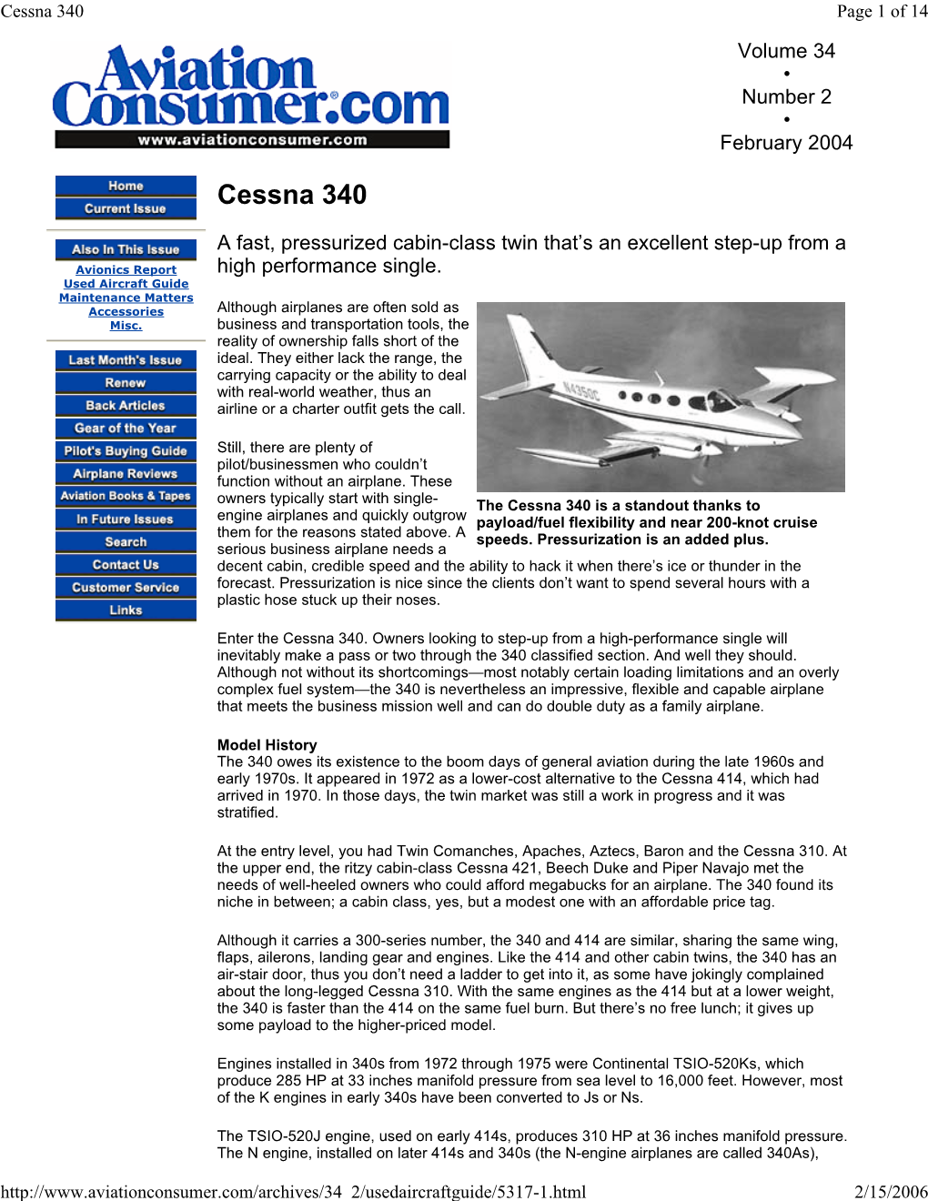 Cessna 340 Page 1 of 14