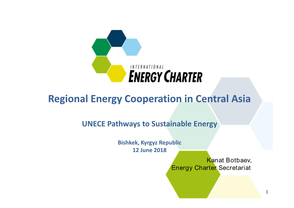 Regional Energy Cooperation in Central Asia