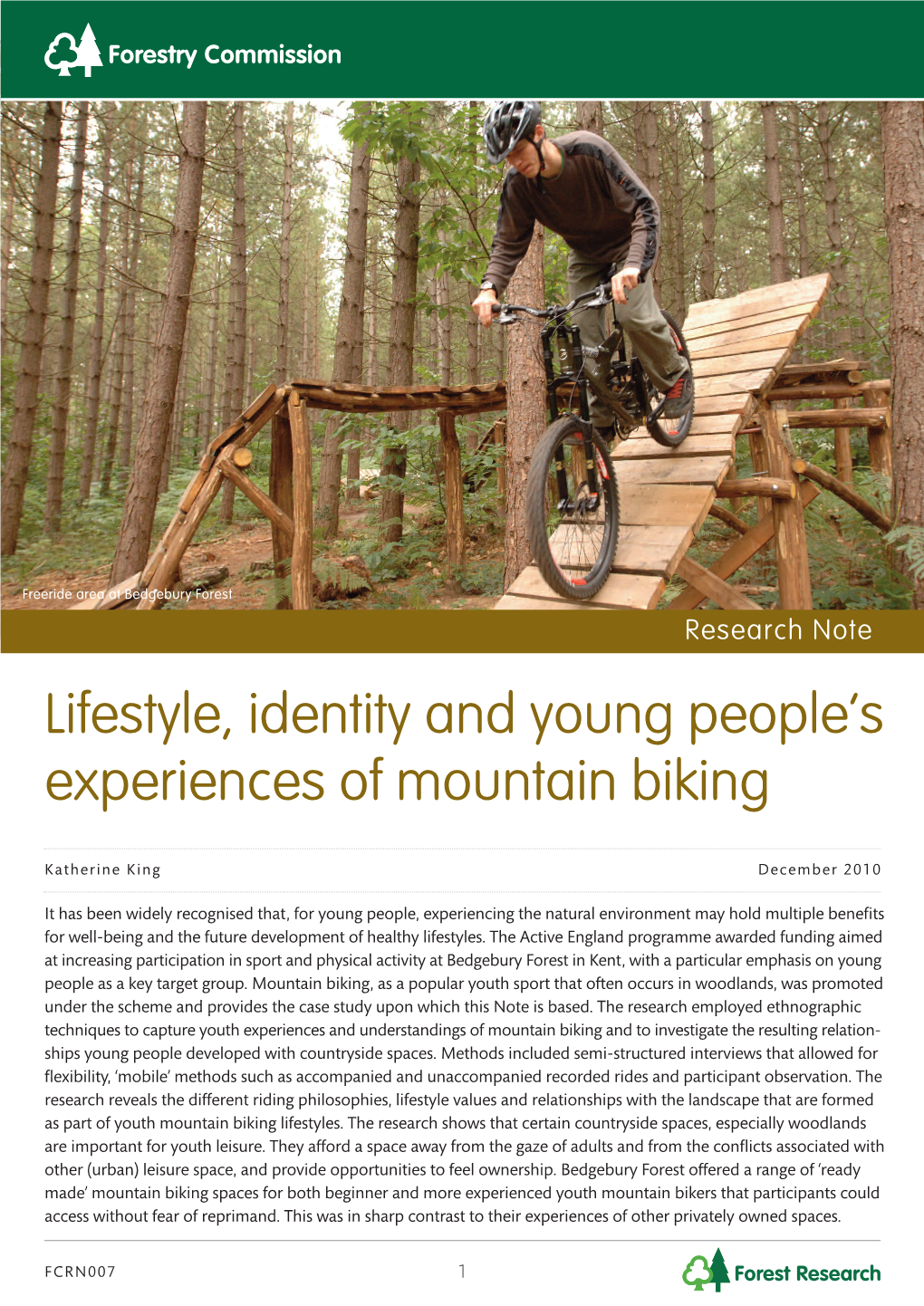 Lifestyle, Identity and Young People's Experiences of Mountain Biking