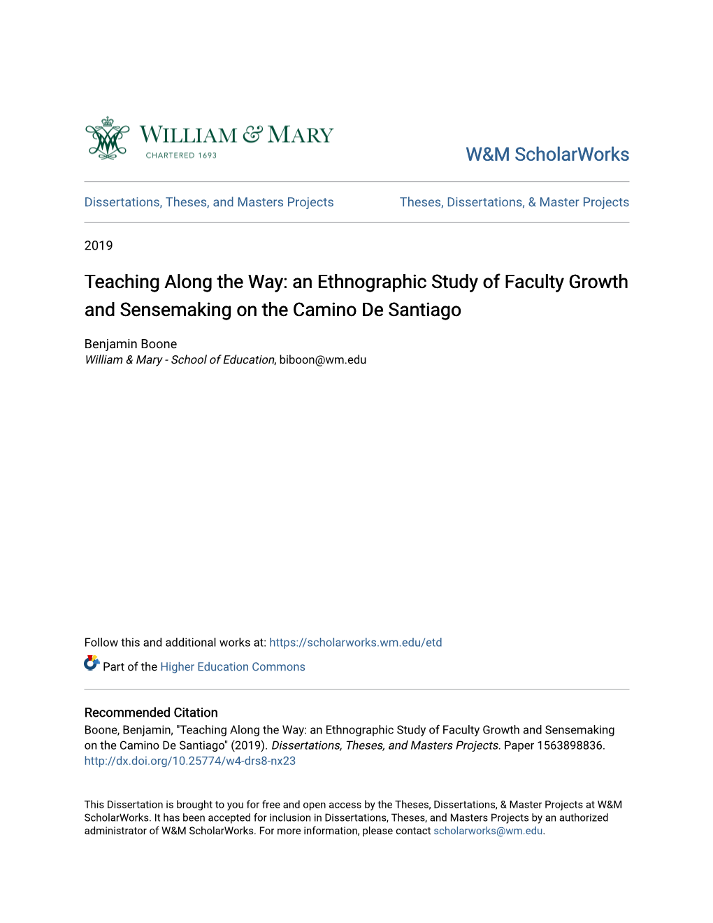An Ethnographic Study of Faculty Growth and Sensemaking on the Camino De Santiago
