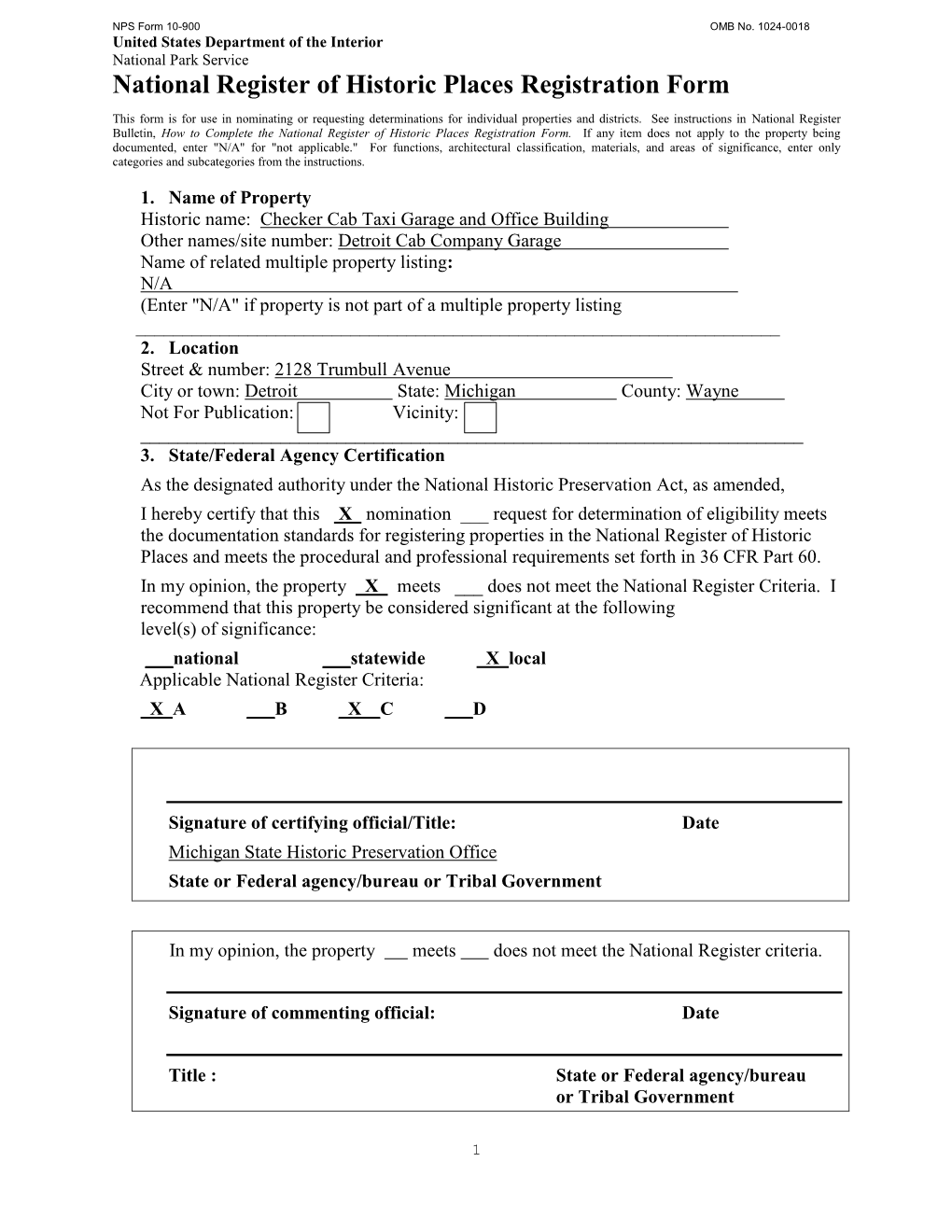 National Register of Historic Places Registration Form