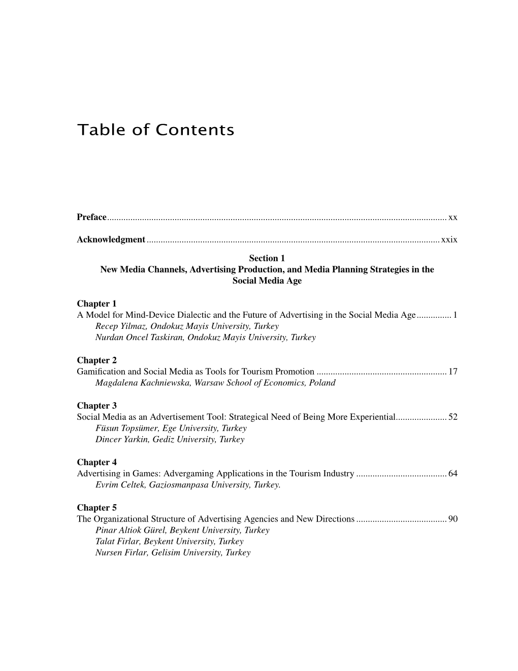 Table of Contents