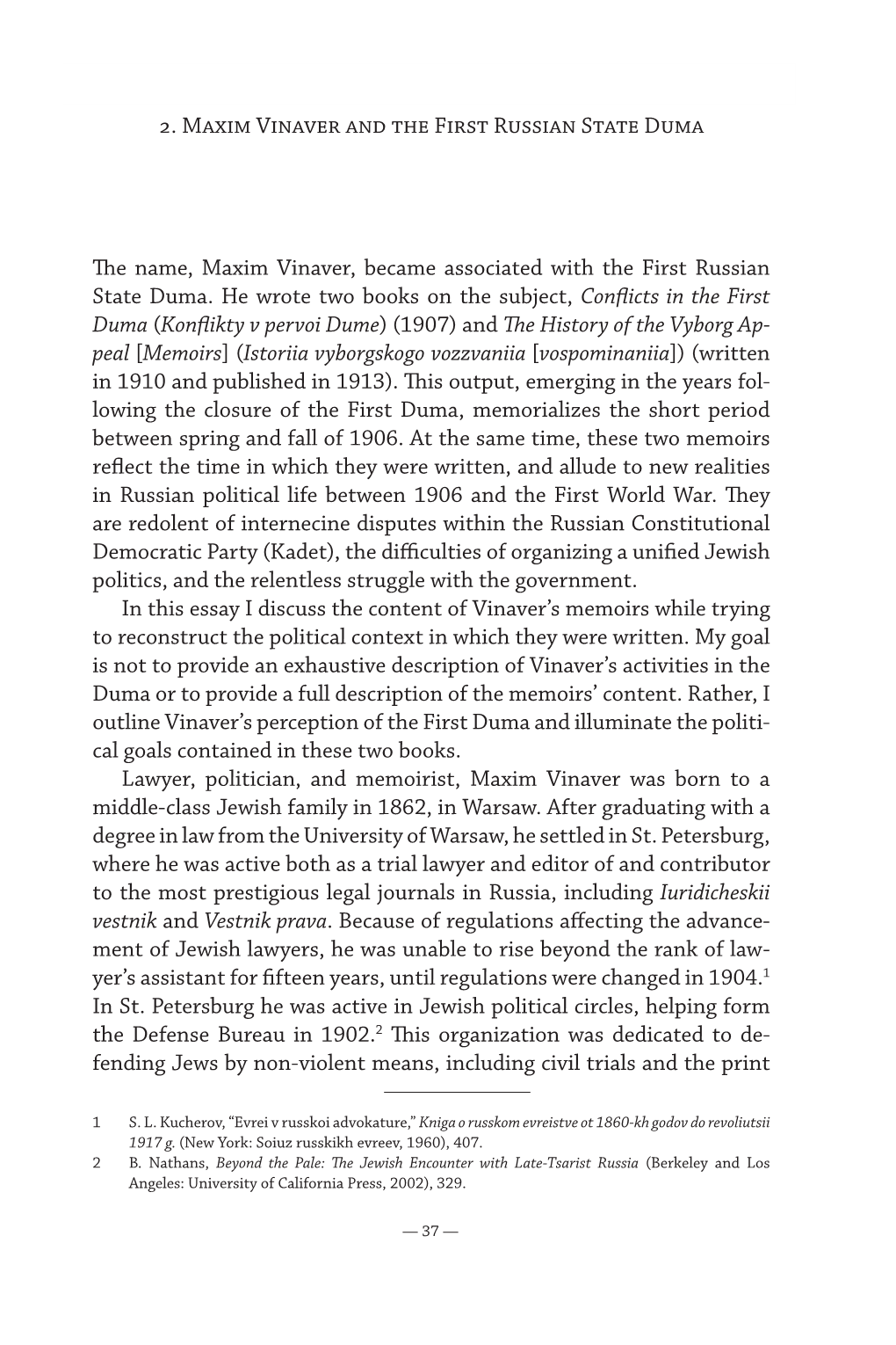 2. Maxim Vinaver and the First Russian State Duma ————————————