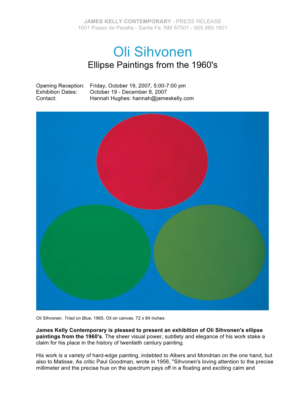 Oli Sihvonen Ellipse Paintings from the 1960'S