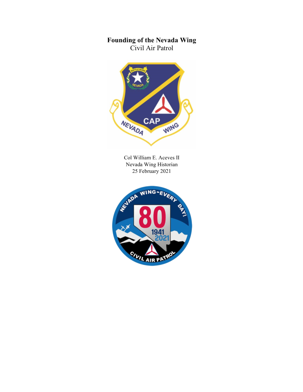 Founding of the Nevada Wing Civil Air Patrol