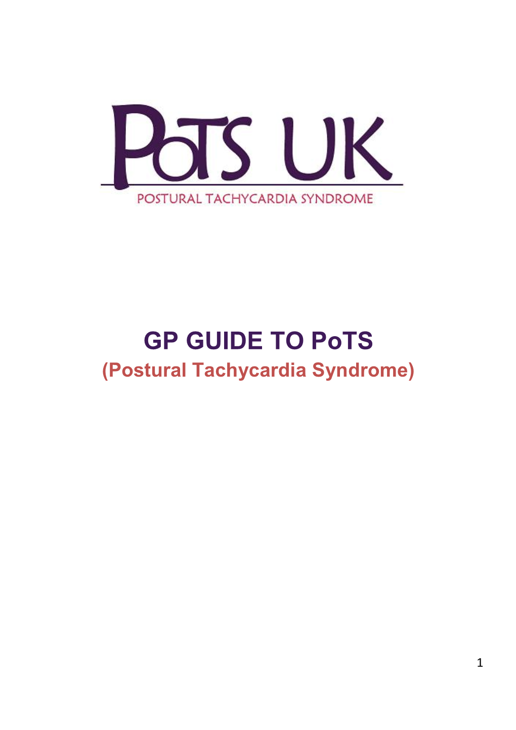 GP GUIDE to Pots (Postural Tachycardia Syndrome)