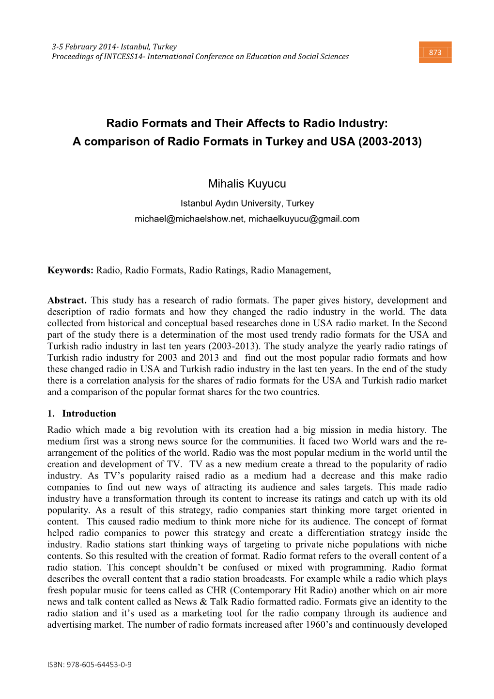 A Comparison of Radio Formats in Turkey and USA (2003-2013)