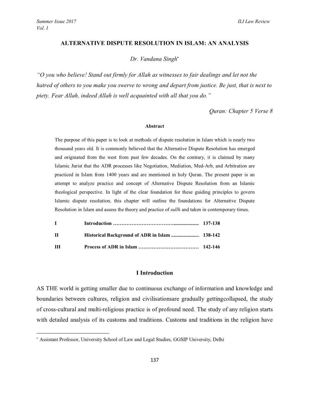 Alternative Dispute Resolution in Islam: an Analysis