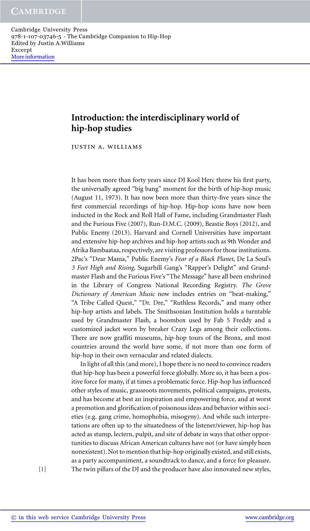 The Interdisciplinary World of Hip-Hop Studies