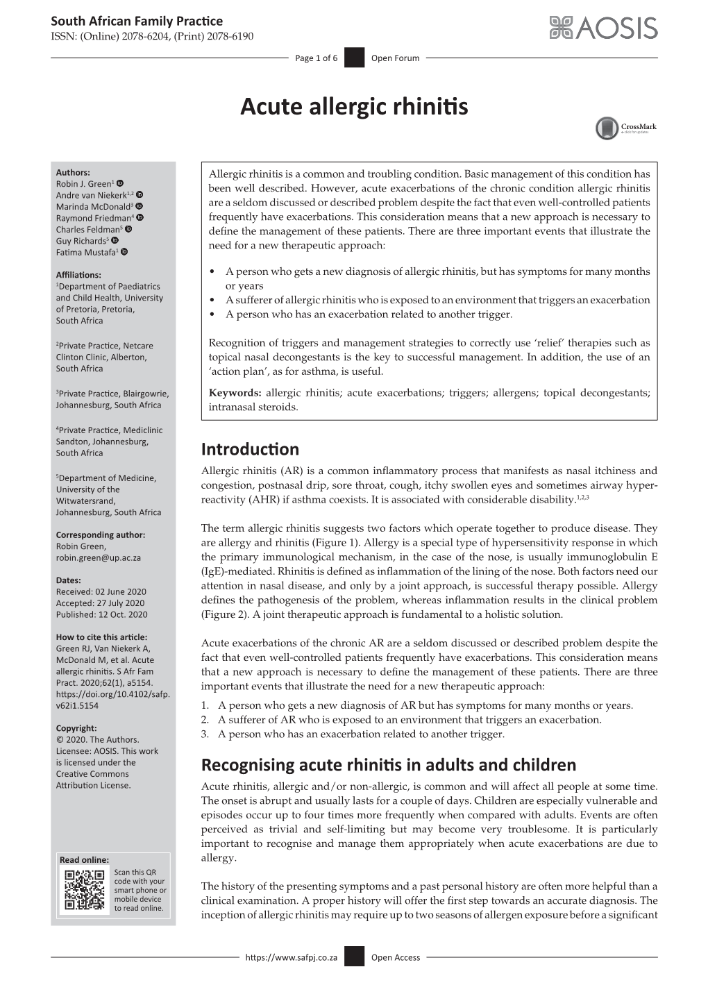 Acute Allergic Rhinitis