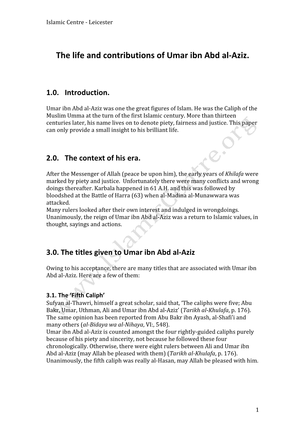The Life and Contributions of Umar Ibn Abd Al-Aziz