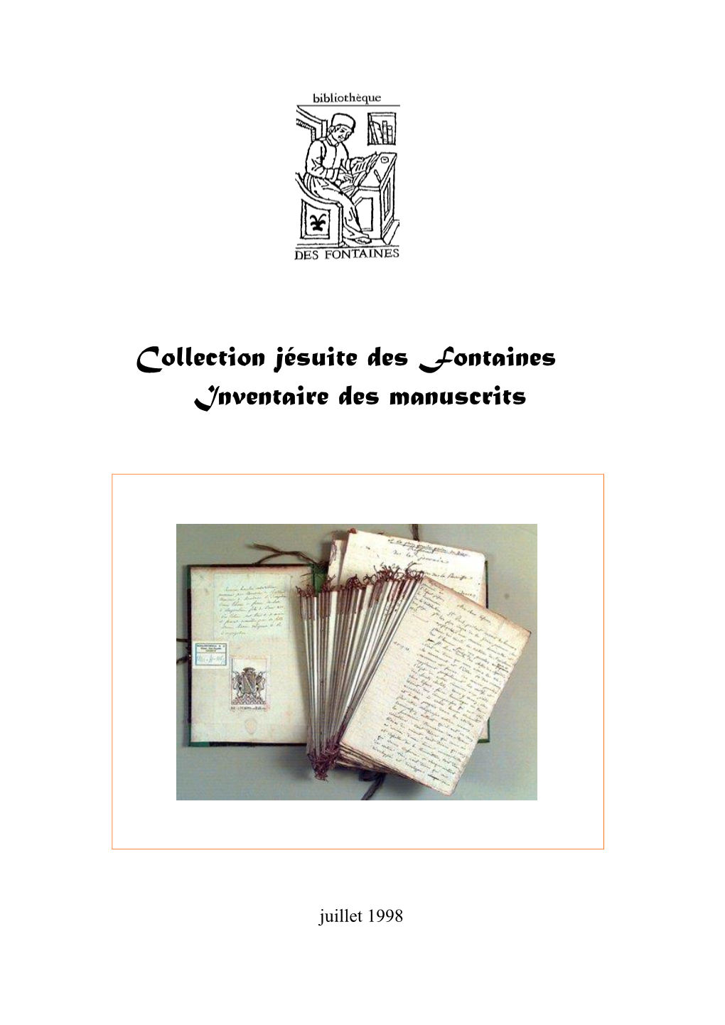Collection Jésuite Des Fontaines Inventaire Des Manuscrits