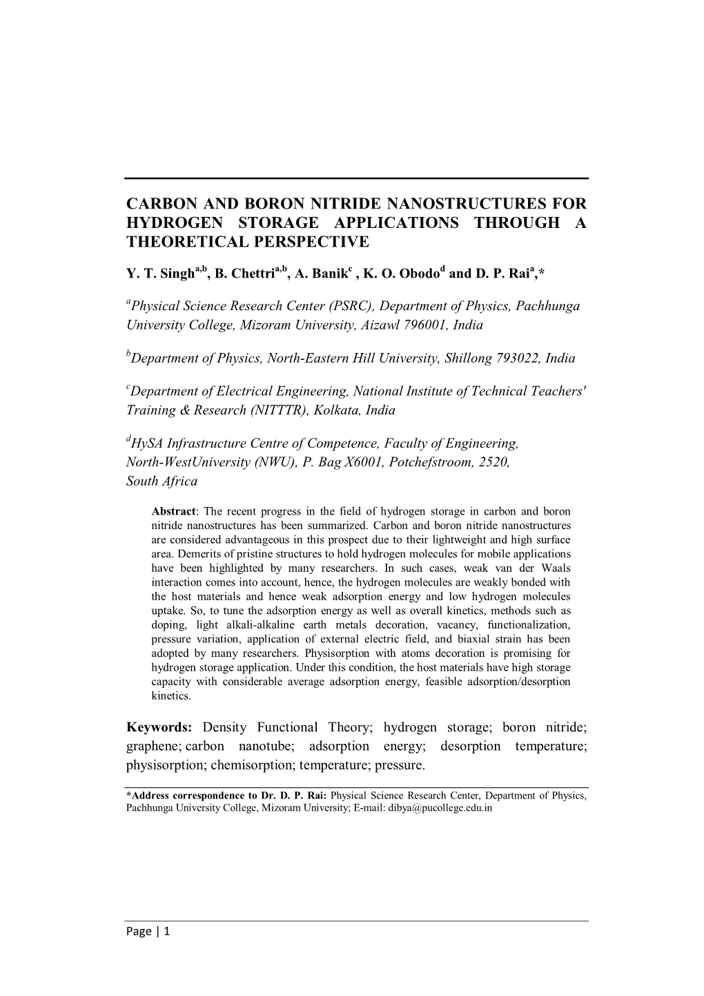 Carbon and Boron Nitride Nanostructures for Hydrogen Storage Applications Through a Theoretical Perspective