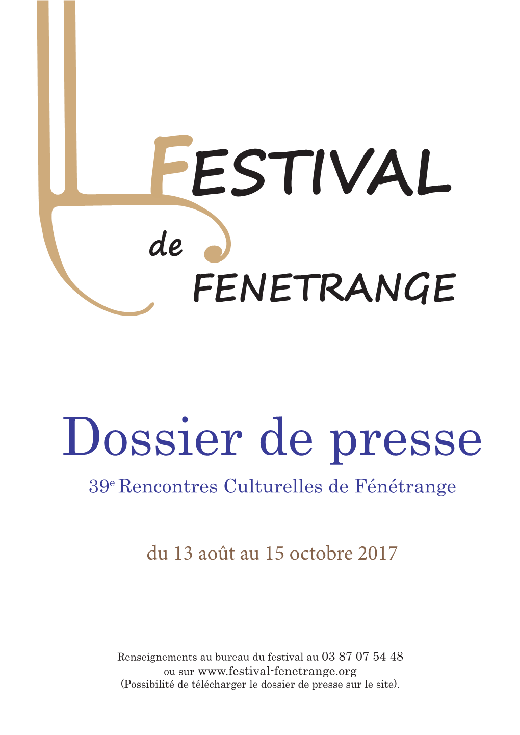 Dossier De Presse 39E Rencontres Culturelles De Fénétrange