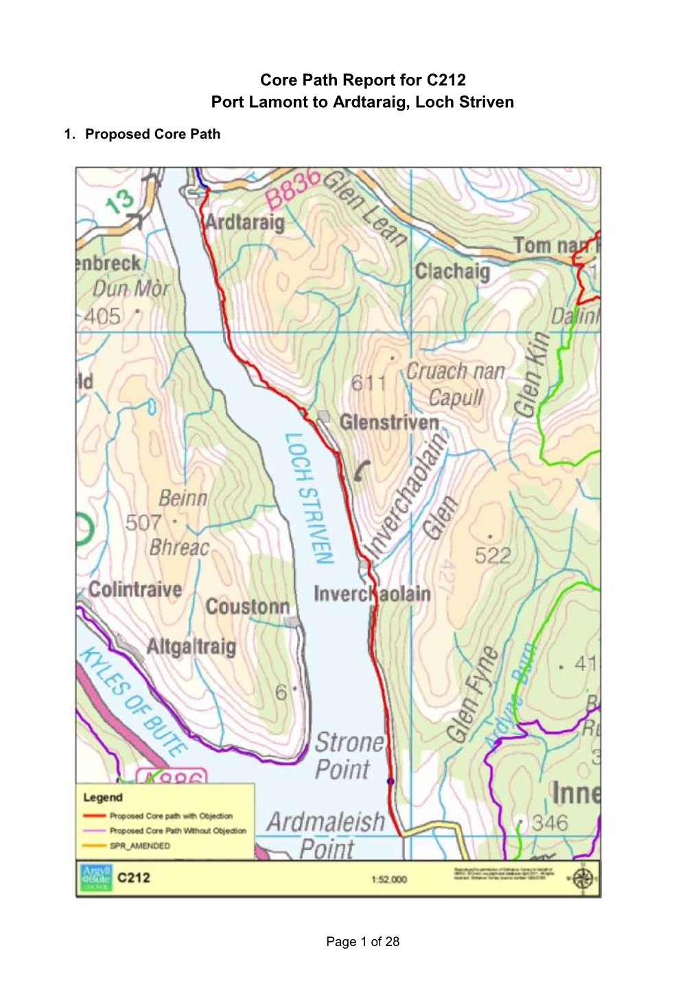Core Path Report for C212 Port Lamont to Ardtaraig, Loch Striven