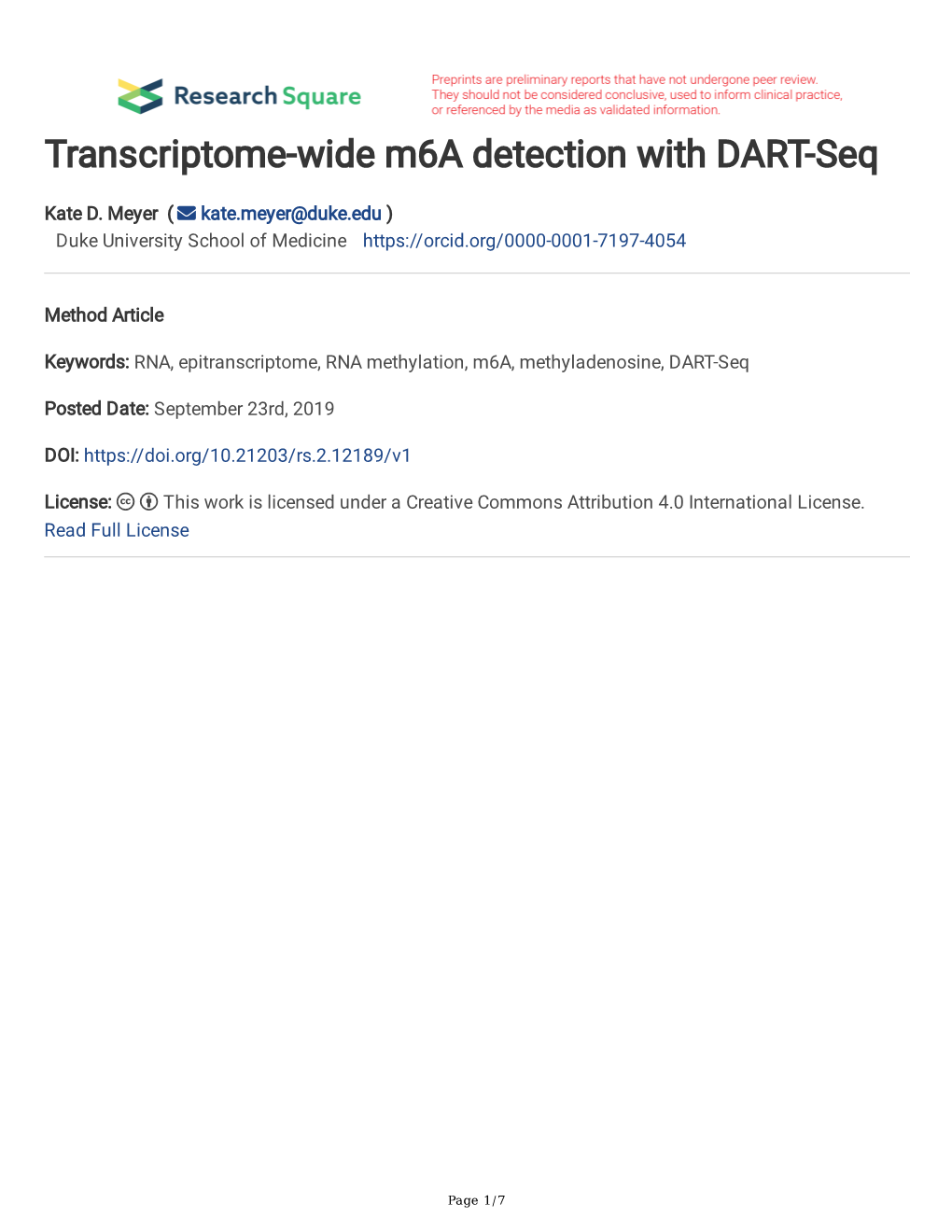 Transcriptome-Wide M a Detection with DART-Seq